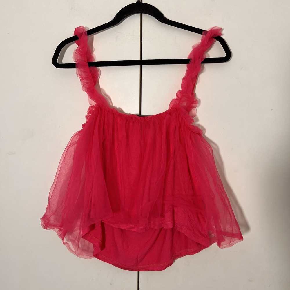 Anthropologie Sunday in Brooklyn Fairy Tulle Top Pink Ruffle Frilly Mesh‎ XS - Picture 3 of 7